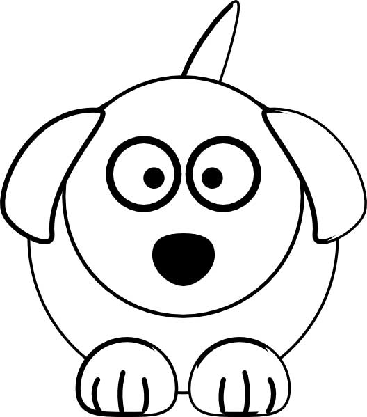 This coloring page for kids features a front on picture of a cute dog with long ears.