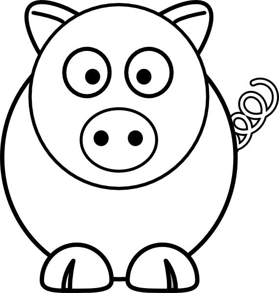 Cute Pig Coloring Page for Kids Free Printable Picture