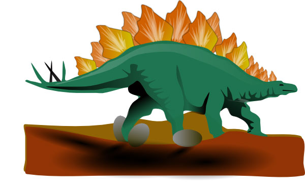 A Stegosaurus clip art picture. Stegosaurus was a large dinosaur, reaching around 9 metres (30ft) in length.
