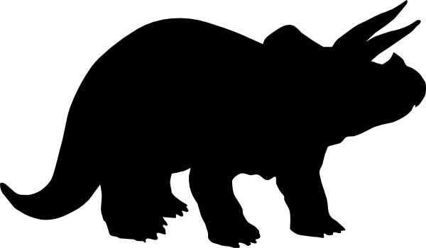 This picture shows a Triceratops silhouette from side on. Triceratops is a well known dinosaur from the late Cretaceous Period.