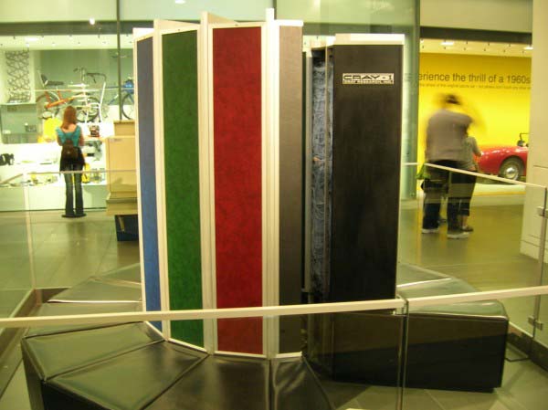 Seen in a science museum, this is an early supercomputer made by Cray.