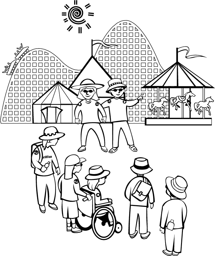 amusement park coloring page for kids  free printable picture