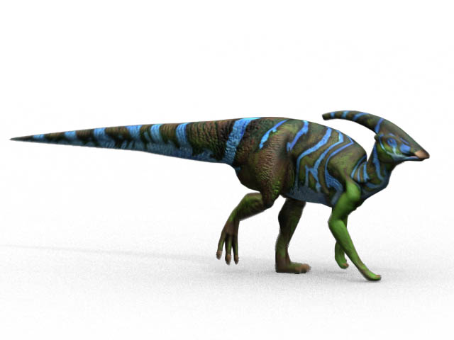 This CGI drawing shows the possible appearance of Parasaurolophus, a dinosaur from the late Cretaceous Period (around 75 million years ago). Parasaurolophus were plant eaters (herbivores) that lived in North America.