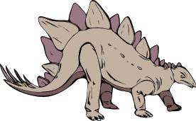 This small picture shows a drawing of a Stegosaurus. Stegosaurus was a big, bulky dinosaur from the late Jurassic period (around 150 million years ago).