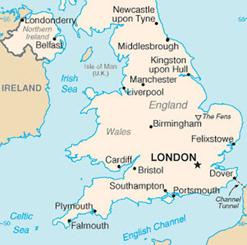 England Map with Cities - Free Pictures of Country Maps