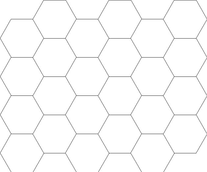 This picture shows a number of hexagons linked together to create a hexagonal pattern.