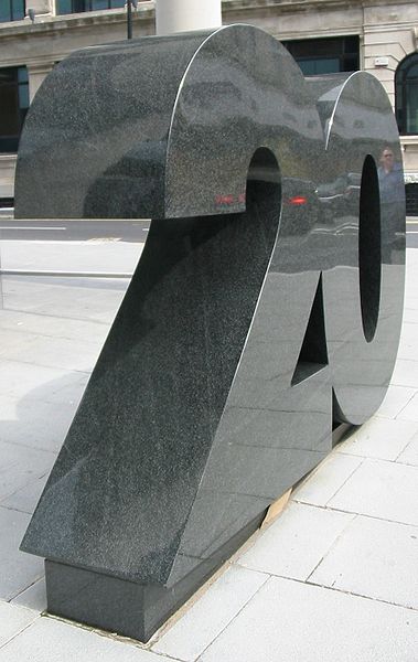 A large sculpture of the number 20 indicating the address of a building in Liverpool, England.