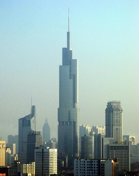 Located in Nanjing, China, the Nanjing Greenland Financial Center is one of the tallest buildings in the world. The towering skyscraper reaches 450 metres (1476 feet) in the air and contains 89 floors.